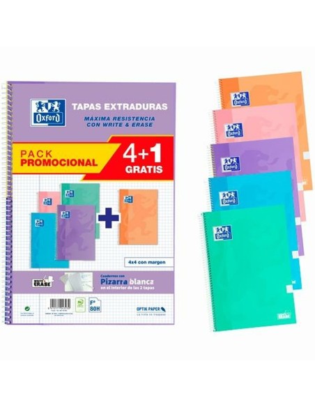 Set di quaderni Oxford Write&Erase 5 Pezzi Multicolore Din A4 80 Pagine da Oxford, Blocchi spiralati - Ref: S8414461, Precio:...