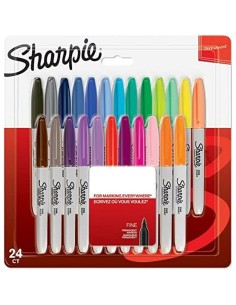 Set of Felt Tip Pens Sharpie 24 Pieces Permanent Multicolour 0,9 mm by Sharpie, Permanent Markers & Marker Pens - Ref: S84174...