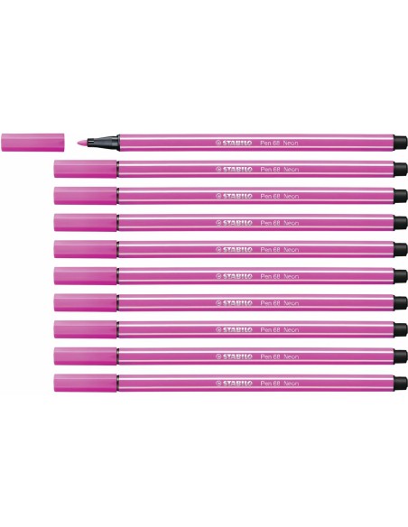 Rotuladores Stabilo Pen 68 Fluorescente Cor de Rosa (10 Peças) | Tienda24 Tienda24.eu