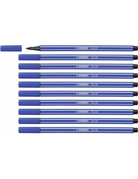 Rotuladores Stabilo Pen 68 Azul Marinho (10 Peças) | Tienda24 Tienda24.eu