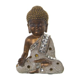 Statua Decorativa Alexandra House Living Bianco Dorato Acrilico Plastica Melammina Buddha 14 x 9 x 20 cm di Alexandra House L...