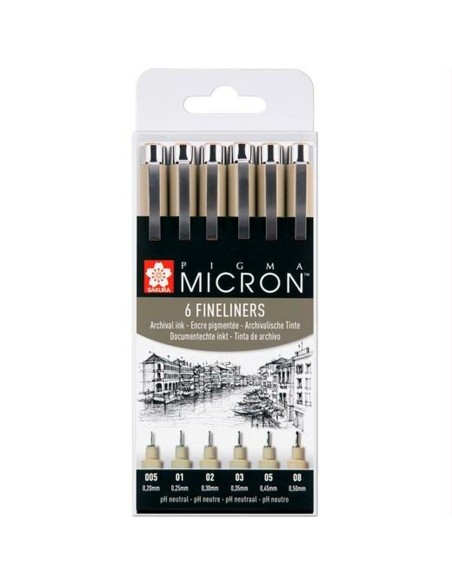 Conjunto de Canetas de Feltro Talens Sakura Pigma Micron Fineliner Preto | Tienda24 Tienda24.eu