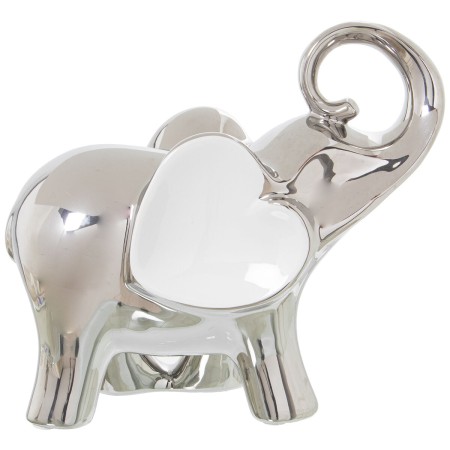 Figura Decorativa Alexandra House Living Branco Cerâmica Elefante Prateado 12 x 25 x 22 cm de Alexandra House Living, Colecio...