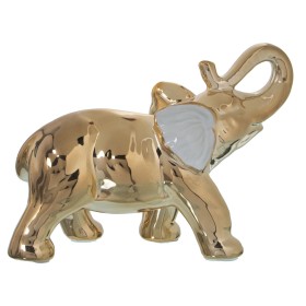 Figura Decorativa Alexandra House Living Branco Cerâmica Elefante Dourado 9 x 22 x 17 cm de Alexandra House Living, Colecioná...