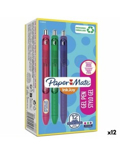 Penna gel Paper Mate Inkjoy TK12 Verde Viola Rosa 0,7 mm (12 Unità) da Paper Mate, Penne roller a inchiostro gel - Ref: S8422...