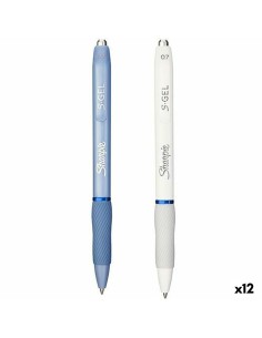 Gel pen Sharpie S-Gel White Blue 0,7 mm (12 Units) by Sharpie, Gel Ink Rollerball Pens - Ref: S8422778, Price: 18,43 €, Disco...