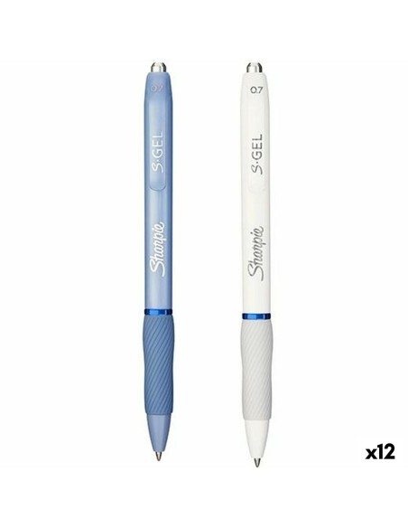 Stylo gel Sharpie S-Gel Blanc Bleu 0,7 mm (12 Unités) | Tienda24 Tienda24.eu