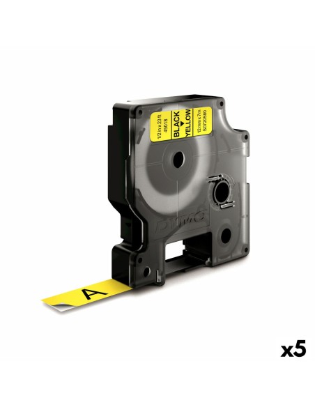 Cinta laminada para máquinas rotuladoras Dymo D1 45018 12 mm LabelManager™ Amarelo Preto (5 Unidades) | Tienda24 Tienda24.eu