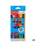 Colouring pencils Maped Duo Color' Peps Multicolour 12 Pieces Double-ended (12 Units) | Tienda24 Tienda24.eu