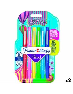 Set di Pennarelli Paper Mate Flair Multicolore 6 Pezzi (2 Unità) da Paper Mate, Penne a punta porosa - Ref: S8425035, Precio:...