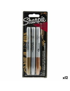 Set of Felt Tip Pens Sharpie Multicolour metal 3 Pieces 1 mm (12 Units) by Sharpie, Permanent Markers & Marker Pens - Ref: S8...