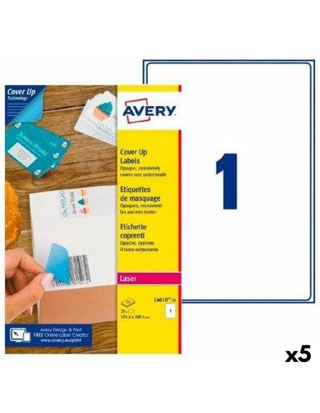 Drucker-Etiketten Avery L4610 Weiß 25 Bettlaken 199,6 x 289,1 mm (5 Stück) | Tienda24 Tienda24.eu