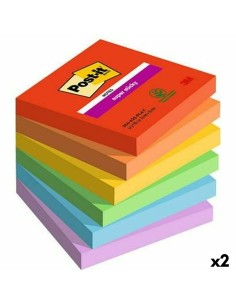 Notes Adhésives Post-it Super Sticky Multicouleur 6 Pièces 76 x 76 mm (2 Unités) de Post-it, Feuillets autocollants - Ref: S8...