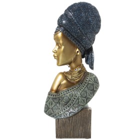 Busto Alexandra House Living Azzurro Dorato Plastica Africana 10 x 19 x 40 cm di Alexandra House Living, Sculture - Rif: D162...