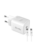 Carregador de Parede + Cabo USB C Celly Branco 20 W | Tienda24 Tienda24.eu