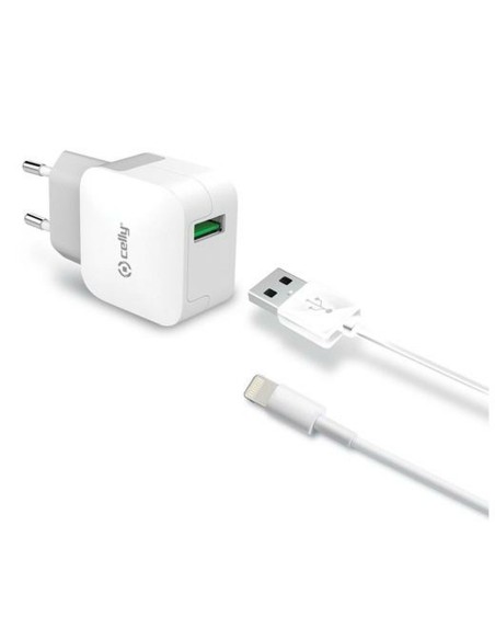 Wall Charger Celly TCUSBLIGHT White | Tienda24 Tienda24.eu