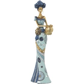 Figura Decorativa Alexandra House Living Azul Dorado Plástico Africana 11 x 15 x 45 cm de Alexandra House Living, Coleccionab...