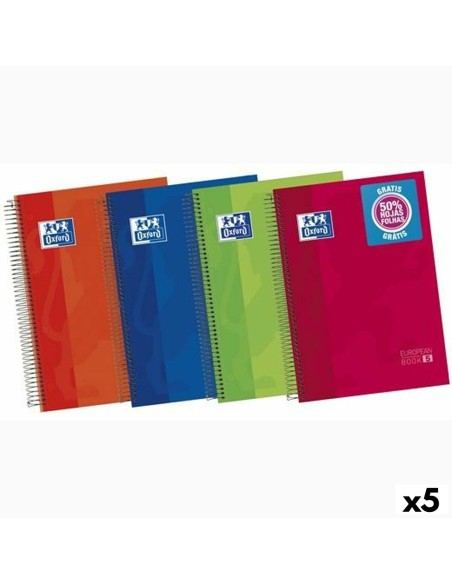 Notebook Oxford Multicolour A4 120 Sheets (5 Units) | Tienda24 Tienda24.eu