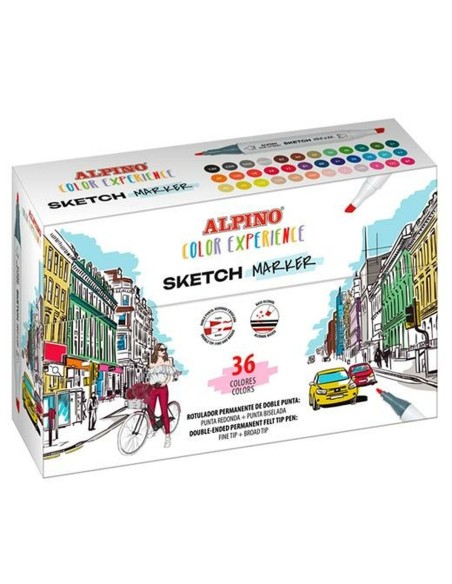 Set di Pennarelli Alpino Sketch Marker Doppia punta Multicolore (4 Unità) da Alpino, Pennarelli indelebili e marcatori - Ref:...