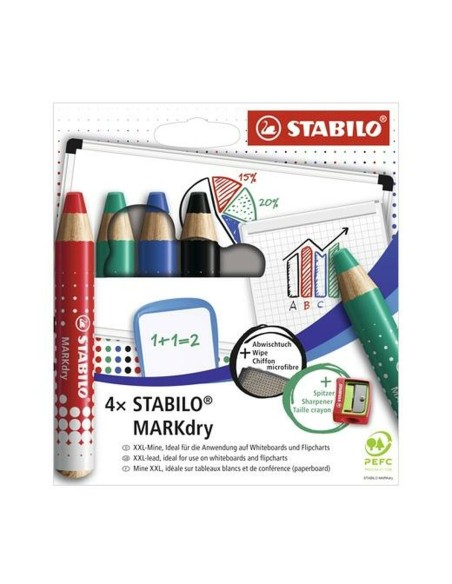 Set de Marcadores Stabilo Markdry 4 Piezas Multicolor | Tienda24 Tienda24.eu