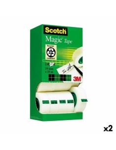 Cinta Adhesiva Scotch Magic Transparente Blanco 19 mm x 33 m (12 Unidades) | Tienda24 Tienda24.eu