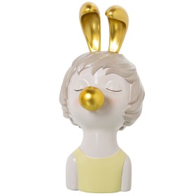 Bust Alexandra House Living Yellow Plastic Ears Chewing gum 15 x 15 x 27 cm by Alexandra House Living, Sculptures - Ref: D162...