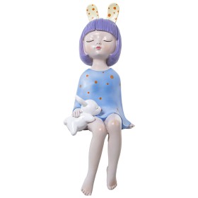 Figurine Décorative Alexandra House Living Bleu Plastique Lapin Oreilles 11 x 15 x 31 cm de Alexandra House Living, Pièces de...