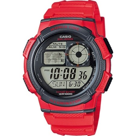 Men's Watch Casio WORLD TIME ILLUMINATOR Red (Ø 43 mm) by Casio, Wrist Watches - Ref: S7273601, Price: 60,74 €, Discount: %