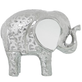 Figura Decorativa Alexandra House Living Branco Cerâmica Elefante Prateado 9 x 19 x 16 cm de Alexandra House Living, Colecion...