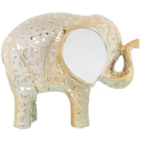 Figura Decorativa Alexandra House Living Branco Cerâmica Elefante Dourado 9 x 19 x 16 cm de Alexandra House Living, Colecioná...