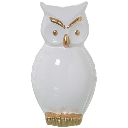 Decorative Figure Alexandra House Living White Golden Ceramic Owl 20 x 20 x 33 cm by Alexandra House Living, Collectables - R...