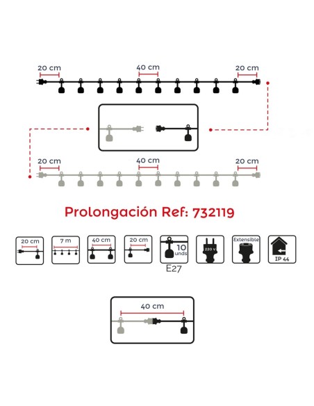 Guirlande lumineuse LED Cottage E27 22 x 18 x 12 cm | Tienda24 Tienda24.eu