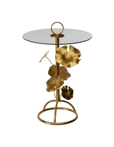 Table d'appoint 50 x 50 x 64 cm Verre Doré Métal | Tienda24 Tienda24.eu