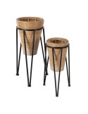 Conjunto de vasos 34 x 34 x 58 cm Natural Preto Metal Bambu (2 Unidades) | Tienda24 Tienda24.eu