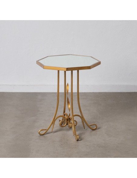 Table d'appoint 48,5 x 48,5 x 60,5 cm Verre Doré Métal | Tienda24 Tienda24.eu