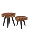 Table d'appoint Naturel Noir bois de teck 60 x 60 x 50 cm | Tienda24 Tienda24.eu