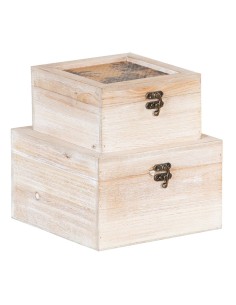 Caja Decorativa Lona 24 x 18 x 6 cm DMF (2 Piezas) | Tienda24 Tienda24.eu