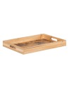 Plateau apéritif 45 x 31 x 5 cm Naturel Bois Rotin 3 Pièces Palmier | Tienda24 Tienda24.eu