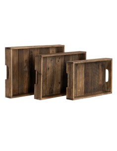 Vassoio per aperitivi 48 x 32 x 6 cm Naturale Legno di abete 3 Pezzi da BigBuy Home, Piatti e teglie - Ref: S8801386, Precio:...