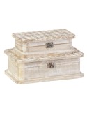 Boîte Décorative 28 x 18 x 9,5 cm Bois de manguier (2 Unités) | Tienda24 Tienda24.eu