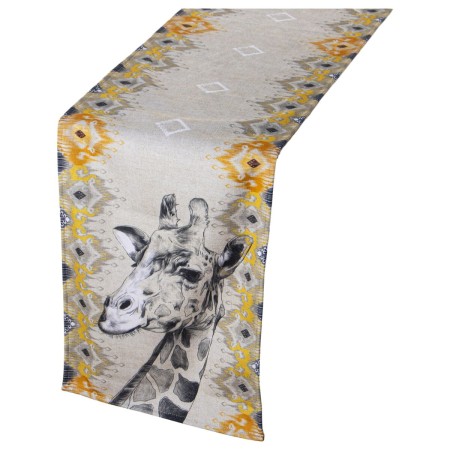 Runner da Tavolo Alexandra House Living Giallo Grigio Tessile 180 x 30 cm Velluto Giraffa di Alexandra House Living, Runner -...