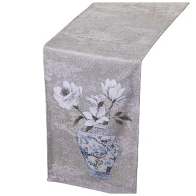 Chemin de Table Alexandra House Living Gris Textile 180 x 30 cm Fleurs Vase Velours de Alexandra House Living, Chemin de tabl...