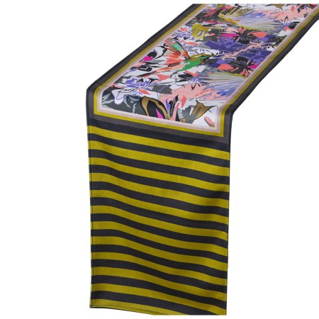 Runner da Tavolo Alexandra House Living Giallo Nero Tessile 180 x 30 cm Velluto Floreale di Alexandra House Living, Runner - ...