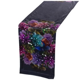 Caminho de Mesa Alexandra House Living Preto Têxtil 180 x 30 cm Veludo Floral de Alexandra House Living, Caminhos de mesa - R...