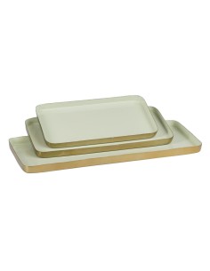 Vassoio per aperitivi 47 x 20,5 x 2 cm Dorato Verde Ferro 3 Pezzi da BigBuy Home, Piatti e teglie - Ref: S8802536, Precio: 64...