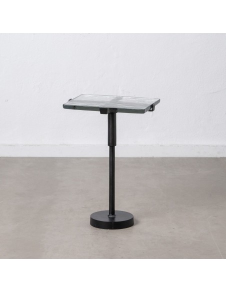 Table d'appoint 41 x 32 x 59 cm Verre Noir Métal | Tienda24 Tienda24.eu