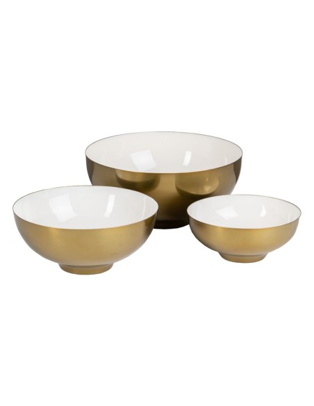 Bowl 30 x 30 x 14 cm Golden White Iron (3 Units) | Tienda24 Tienda24.eu