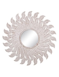 Wall mirror DKD Home Decor Flower White MDF Wood Stripped (89 x 2 x 89 cm) | Tienda24 Tienda24.eu