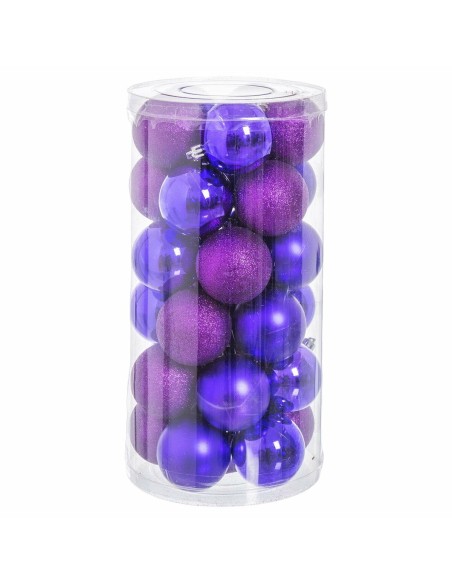 Boules de Noël Violet Plastique Paillettes 6 x 6 x 6 cm (30 Unités) | Tienda24 Tienda24.eu