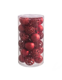 Lot de boules de Noël Rouge Plastique Ø 8 cm (6 Unités) | Tienda24 Tienda24.eu